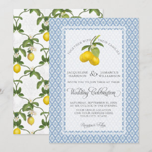 Farmhouse Garden Lemon BOHO Citrus Blue and White Kaart