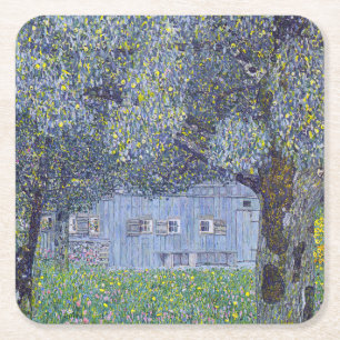 Farmhouse, Gustav Klimt Vierkante Kartonnen Onderzetter