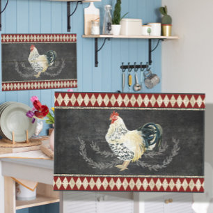 Farmhouse Kitchen Rooster Black in White Decoupage Tissuepapier
