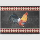Farmhouse Kitchen Rooster Red Gold Black Ontworpen Tissuepapier (Voorkant)
