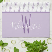 Farmhouse Lavender Flowers Custom Name Monogram Theedoek (Gevouwen)