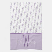 Farmhouse Lavender Flowers Custom Name Monogram Theedoek (Verticaal)
