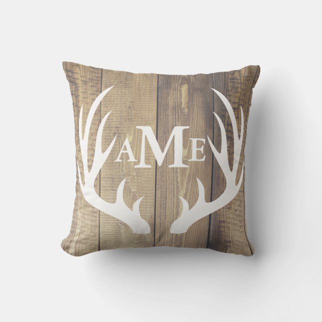Farmhouse Light Barn Wood White Deer Antlers Kussen (Voorkant)