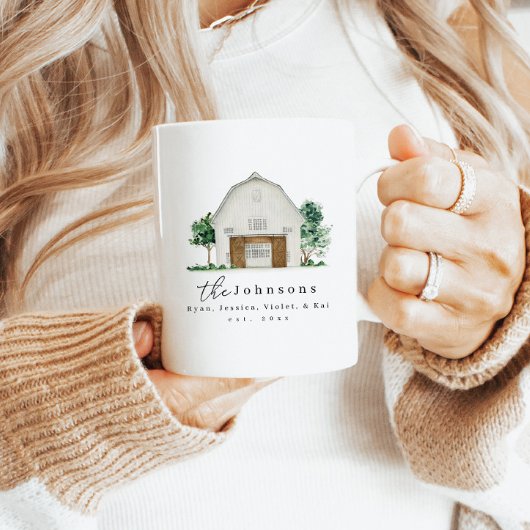 Farmhouse moderne Nom de famille Est Year Mug