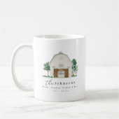 Farmhouse moderne Nom de famille Est Year Mug (Gauche)