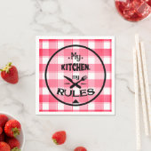 Farmhouse My Kitchen My Rules Red Gingham Check Servet (Insitu)
