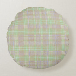 Farmhouse Neutral Sage Plaid Rond Kussen