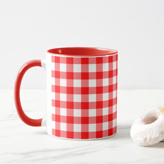 Farmhouse Pays Rouge En vichy Check Combo Mug (Avec donut)