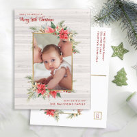 Farmhouse Poinsettia Merry Little Kerstfoto