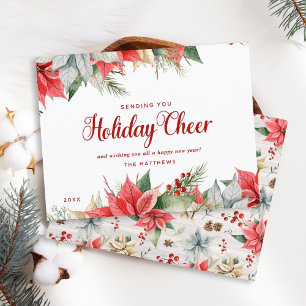 Farmhouse Poinsettia Rustic Chic Kerstmis Feestdagenkaart