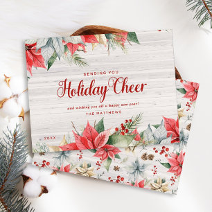 Farmhouse Poinsettia Rustic Chic Kerstmis Feestdagenkaart
