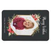 Farmhouse Poinsettia Rustic Holiday-fotokaart Magneet (Horizontaal)