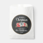 Farmhouse Poinsettia Rustic Merry Kerstmis Bedankzakje (Voorkant)