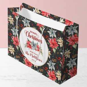 Farmhouse Poinsettia Rustic Merry Kerstmis Groot Cadeauzakje