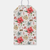 Farmhouse Poinsettia Rustic Monogramc Kerstmis Cadeaulabel (Achterkant)