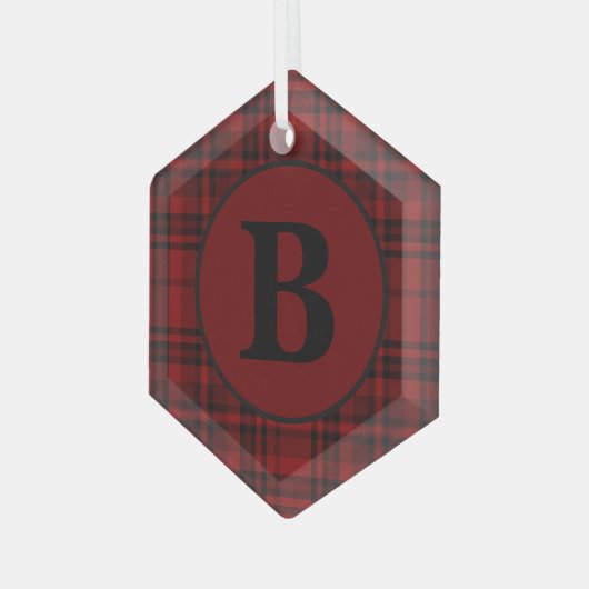 FARMHOUSE RED GINGHAM CHECKERED PLAID GLAS ORNAMENT (Voorkant links)