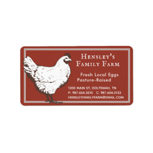 Farmhouse Red  Hen Ei Karton Etiket