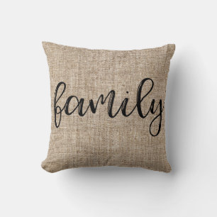 Farmhouse Rustic Brown Sacking Burlap FAMILY Kussen