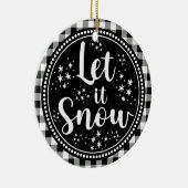 Farmhouse Rustic Gingham Let it Snow Keramisch Ornament (Rechts)