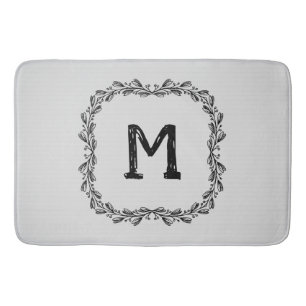 Farmhouse Rustic Laurel   Monogram Badmat