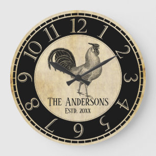 Farmhouse Rustic Rooster Family Business Grote Klok