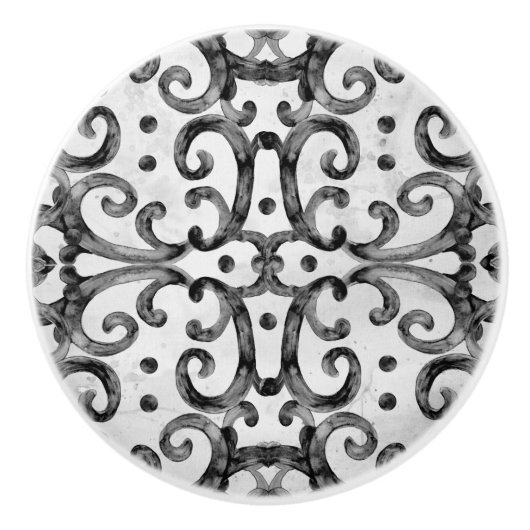 Farmhouse Rustic Tile Pattern Black Decor Keramische Knop (Voorkant)