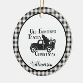 Farmhouse Rustic  Truck met boomnaam Keramisch Ornament (Links)