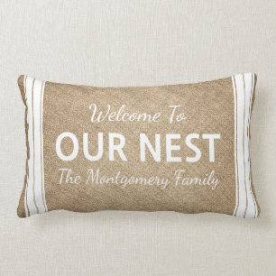 Farmhouse Rustic Welkom bij onze nestfamilienaam Kussen