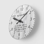 Farmhouse Rustic Wood Time Scripting Verse familie Ronde Klok (Hoek)