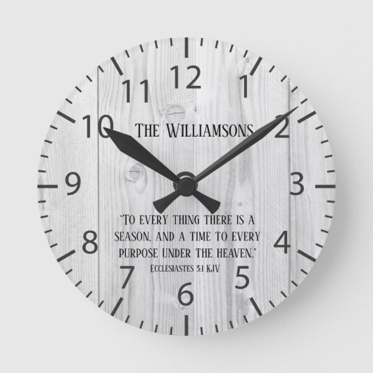 Farmhouse Rustic Wood Time Scripting Verse familie Ronde Klok (Voorkant)