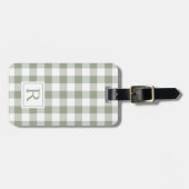 Farmhouse Sage Green Buffalo Check Monogram Bagagelabel (Voorkant horizontaal)