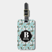 Farmhouse stijl Robuuste katoenbloemen & Blauwgroe Bagagelabel (Voorkant verticaal)