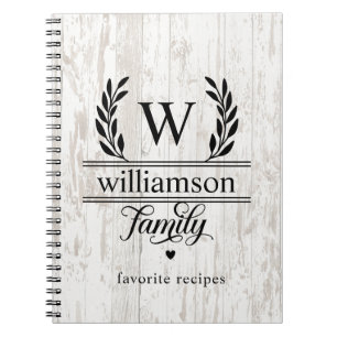 Farmhouse Style Laurel Monogram Familienaam Recipe Notitieboek