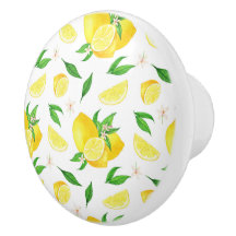 Farmhouse Style Lemons/Slicks Ceramic Knob.