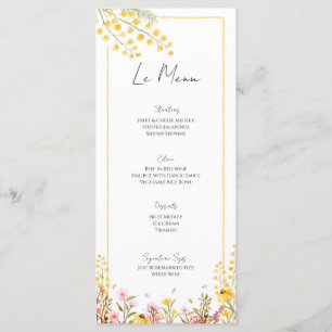 Farmhouse Style Mariage Événement Menu plat Carte