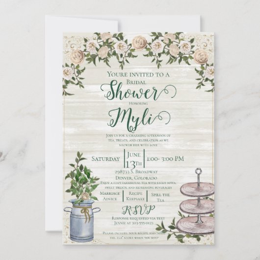 Farmhouse Tea Bridal Shower Invitation (Devant)