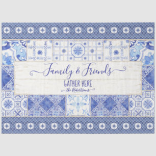 Farmhouse Tile Blue White Familie verzamelt ontkop Tissuepapier