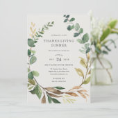 Farmhouse Wreath Thanksgiving Dîner Invitation (Debout devant)