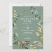 Farmhouse Wreath Thanksgiving Dinner Invitation Kaart (Voorkant)