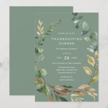 Farmhouse Wreath Thanksgiving Dinner Invitation