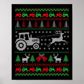 Farming Tractor Reindeer Boerderij Funny Farmer Ug Poster