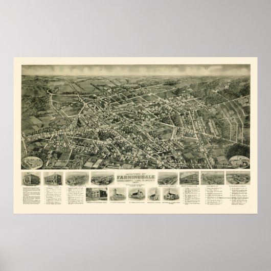 Farmingdale, NY Panoramic Map - 1925 Poster (Voorkant)