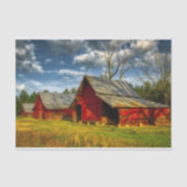 Farmland met een reeks rode Barns Tissuepapier (Voorkant)