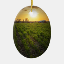 Farmland Sunset Keramisch Ornament