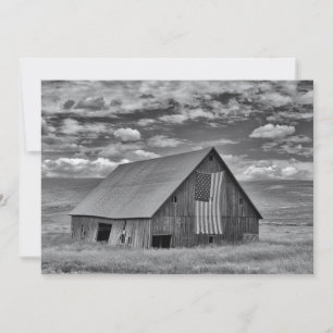 Farms   BW American Flag Barn Scene Bedankkaart