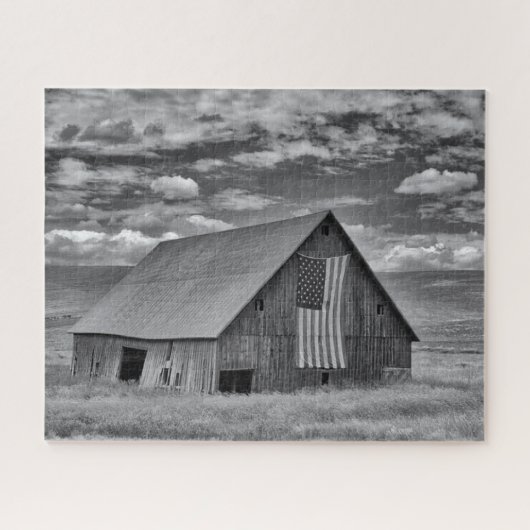 Farms | BW American Flag Barn Scene Legpuzzel (Horizontaal)