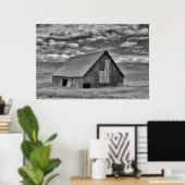 Farms | BW American Flag Barn Scene Poster (Thuiskantoor)