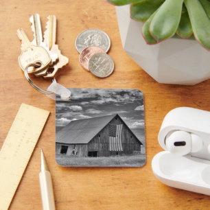 Farms BW American Flag Barn Scene Sleutelhanger