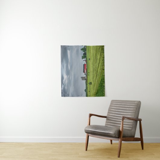 Farms Red Barn & Silo in Spring Wandkleed (In situ)