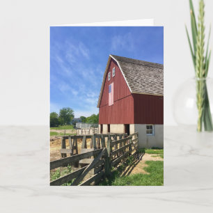 Farms Red Barn With American Flag Kaart